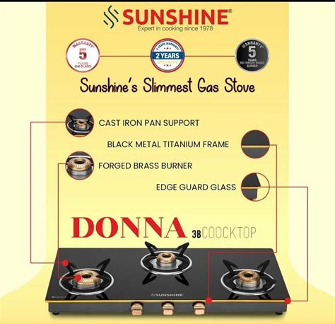 sunshine gas stove 3 burner rose gold